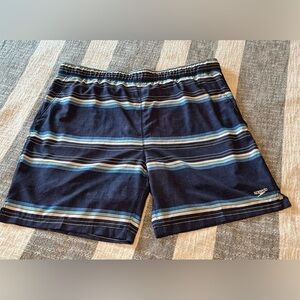 Speedo Mens SZ XXL Blue Striped Swim Trunks Shorts 
Lined 2 Front 1 Back Pocket